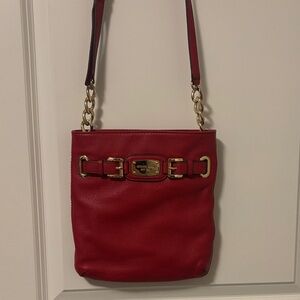 Michael Kors Cherry Red Shoulder Bag with Gold Chain